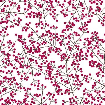 Forest inspiration vector pattern with rowan berry. Illustrazione stock
