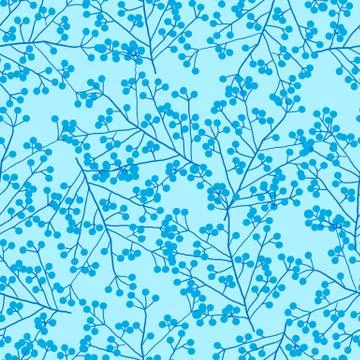 Forest inspiration vector pattern with rowan berry. Illustrazione stock