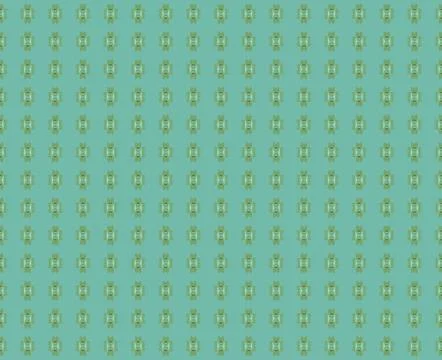 Forest-inspired ornamental tile single-line repeat pattern in mist green, moss g Stock Illustration