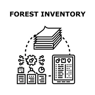 Forest inventory concept using digital tools and data analysis Stock Illustration