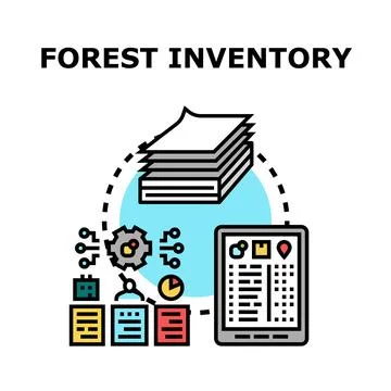 Forest inventory concept using digital tools and data analysis Stock Illustration