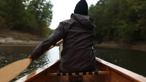 Forest lake canoeing Stock Footage 140777940
