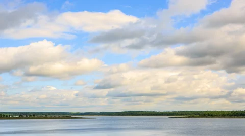 Forest lake. Cloudy landscape. Stock Footage 61313364