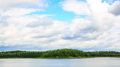 Forest lake. Cloudy landscape. Stock Footage 61315823