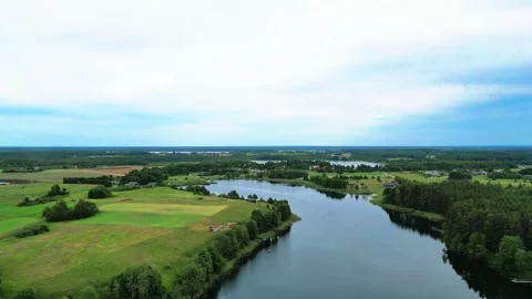 Forest, lake, meadows, fields, green nature. Stock Footage 302577730
