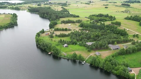 Forest, lake, meadows, fields, green nature. Stock Footage 302629812