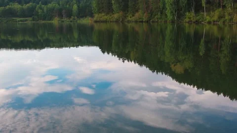Forest lake with reflection of trees Stock Footage 143753364