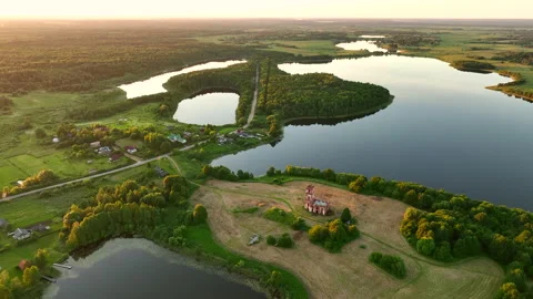 Forest Lake on subset. Rural landscape, Freshwater Lakes. 스톡 동영상 201210576