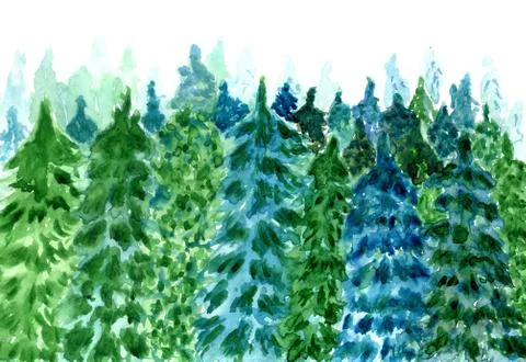 Forest landscape art Stock Illustration