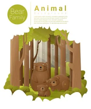 Forest landscape background with bears Stock Illustration