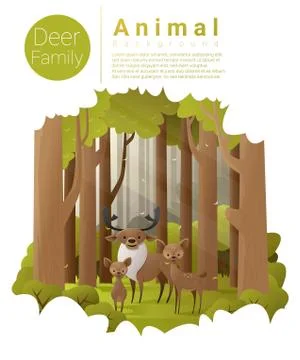 Forest landscape background with deers Stock Illustration