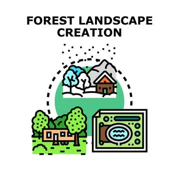 Forest landscape creation designing and planning concept 库存插图