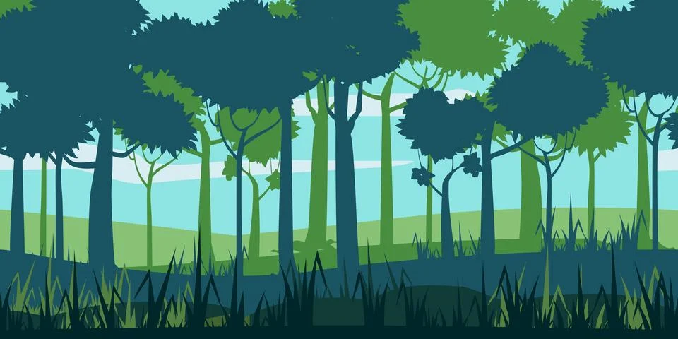 Forest landscape horizontal seamless illustration Stock Illustration