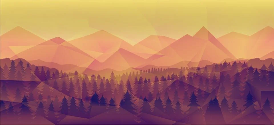 Forest landscape, nature vector background Stock Illustration