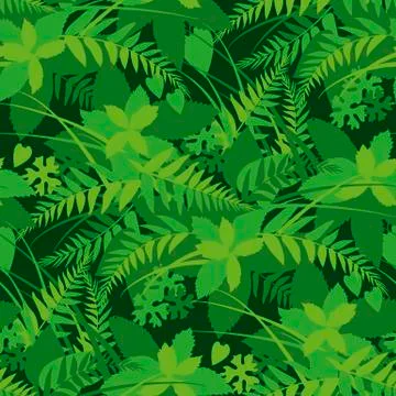 Forest leaves, greenery vector seamless pattern Illustrazione stock