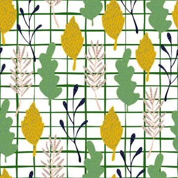 Forest leaves seamless pattern in retro style. Stock Illustration