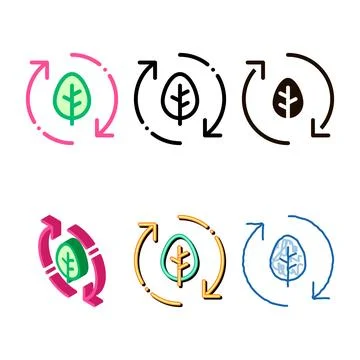 Forest leaves variants tree arrows vector thin line icon Stock Illustration