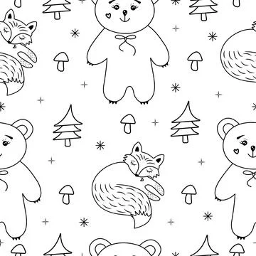 Forest life seamless pattern Stock Illustration