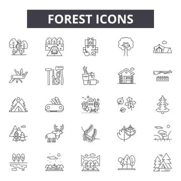 Forest line icons for web and mobile design. Editable stroke signs. Forest Stock Illustration