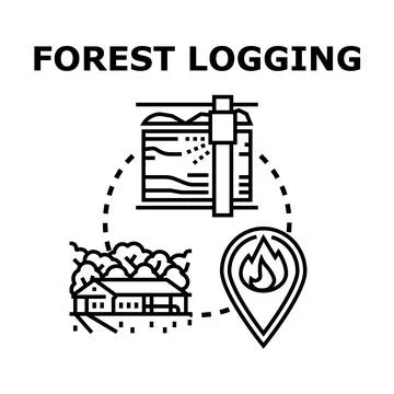 Forest logging activity vector concept illustration Stock Illustration