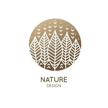 Forest logo of nature in linear style. Outline vector icon of simple garden,  Stock Illustration