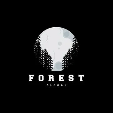 Forest Logo, Vector Forest Wood With Pine Trees, Design Inspirational Badge.. Stock Illustration