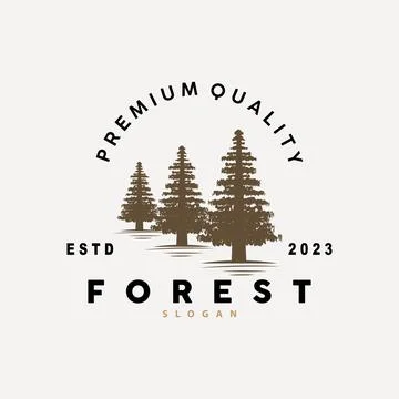 Forest Logo, Vector Forest Wood With Pine Trees, Design Inspirational Badge.. Stock Illustration