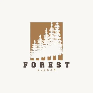 Forest Logo, Vector Forest Wood With Pine Trees, Design Inspirational Badge.. Stock Illustration
