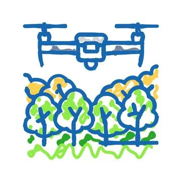 Forest management drone icon doodle illustration Stock Illustration