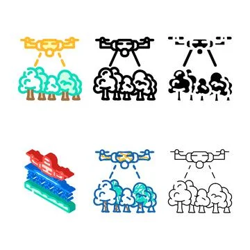 Forest management drone types color icon vector Stock Illustration