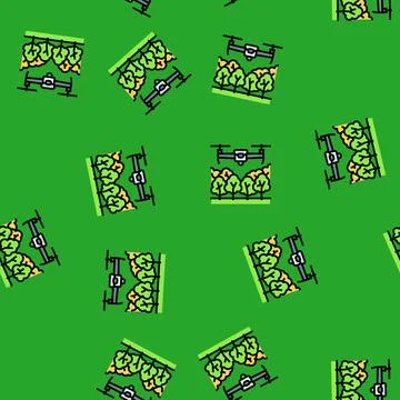 Forest management drone vector seamless pattern Illustrazione stock