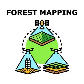 Forest mapping concept with satellite and drones surveying Stock Illustration