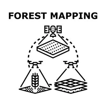 Forest mapping concept with satellite and drones surveying Stock Illustration