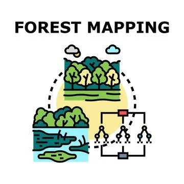 Forest mapping planning for environmental conservation and study 库存插图