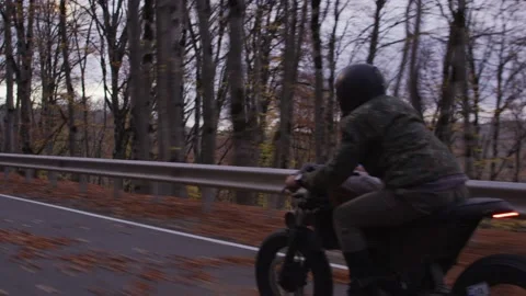 Forest moto CafeRacer Stock Footage 138118391