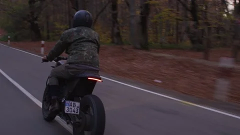 Forest moto CafeRacer Stock Footage 138118493