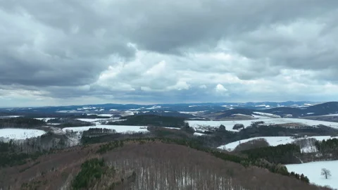 Forest mountain beech snow Bile Karpaty UNESCO snowfall biosphere reservation Video stock 230202061
