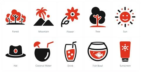 Forest, mountain, flower Stock Illustration