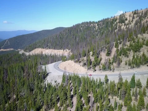 Forest Mountain Pass Road  Pan Right Stock Footage 77257883