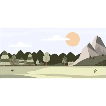 Forest mountain scene vector flat nature landscape 库存插图