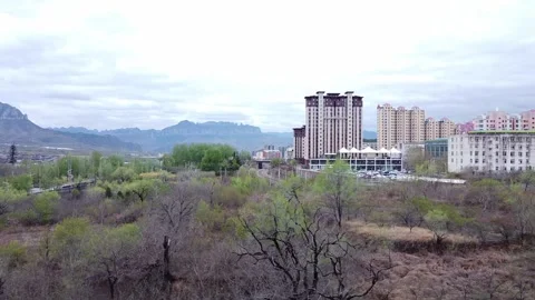 Forest, mountains and white clouds Stock Footage 247363280