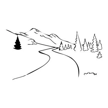 Forest in the mountains Stock Illustration