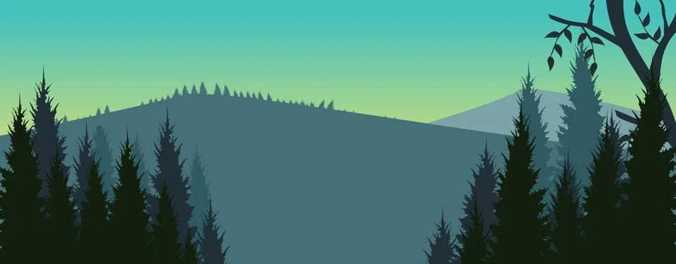 Forest mountains landscape Stock Illustration