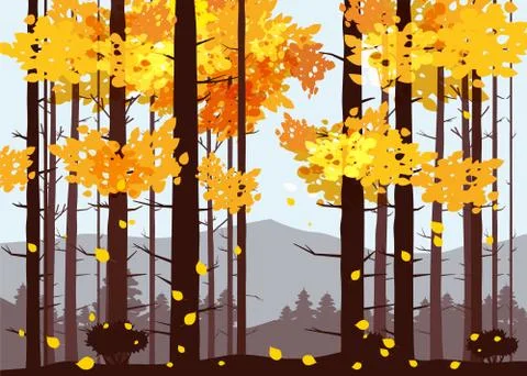 Forest, mountains, silhouettes of pine trees, firs, panorama, horizon, vector 스톡 일러스트
