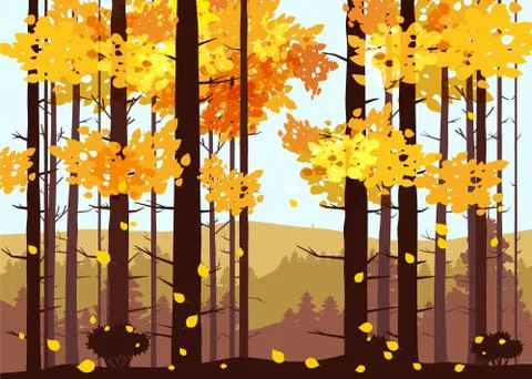 Forest, mountains, silhouettes of pine trees, firs, panorama, horizon, vector イラスト素材
