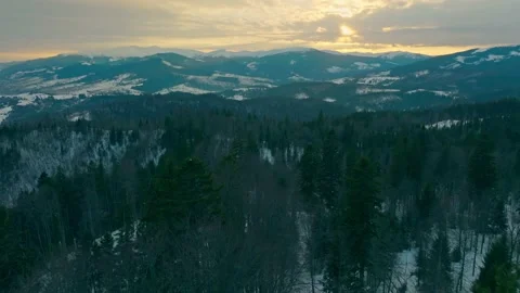 Forest mountains snow cold winter wood hill frozen travel nature 動画素材 204764593