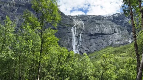 Forest mountains waterfall Stock Footage 337364531