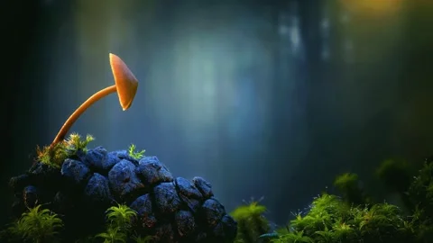 Forest Mushrooms Growing in Macro Close Up, Wild Fungi Nature 4K Video Stock Footage 341158886