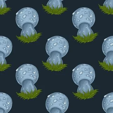 Forest mushrooms seamless pattern hand drawn Stock Illustration