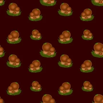 Forest mushrooms seamless pattern hand drawn Stock Illustration